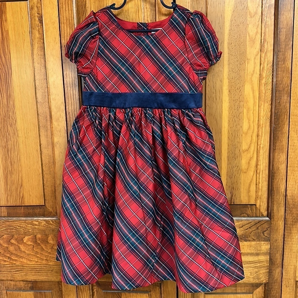 Max Studio Kids Christmas/Holiday Plaid Capped Sleeve Tulled Formal Dress Size 6